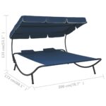 Lit de repos d'extérieur avec auvent et oreillers bleu – Image 6