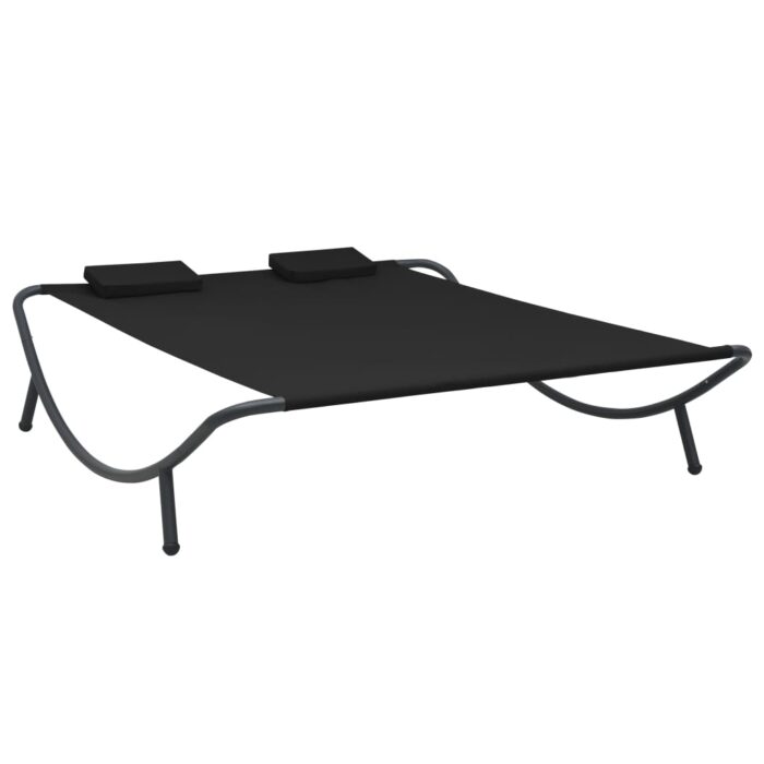 VXL8720286137567_a_en_hd_1.jpg Chaise longue d'extérieur tissu noir – Image 1