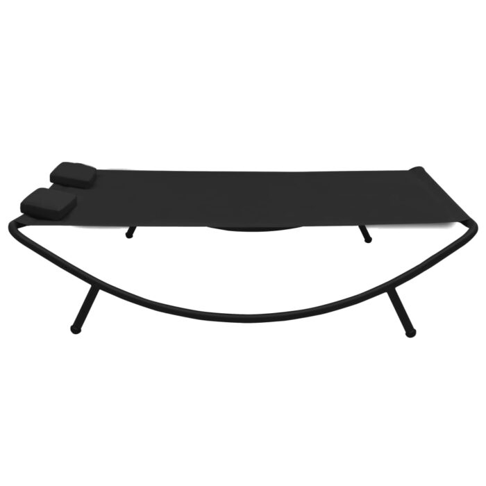 Chaise longue d'extérieur tissu noir – Image 2