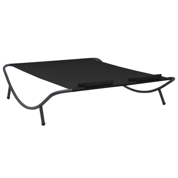 Chaise longue d'extérieur tissu noir – Image 3