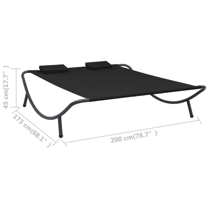 Chaise longue d'extérieur tissu noir – Image 6