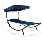 Lit de repos d'extérieur avec auvent et oreiller bleu – Image 6