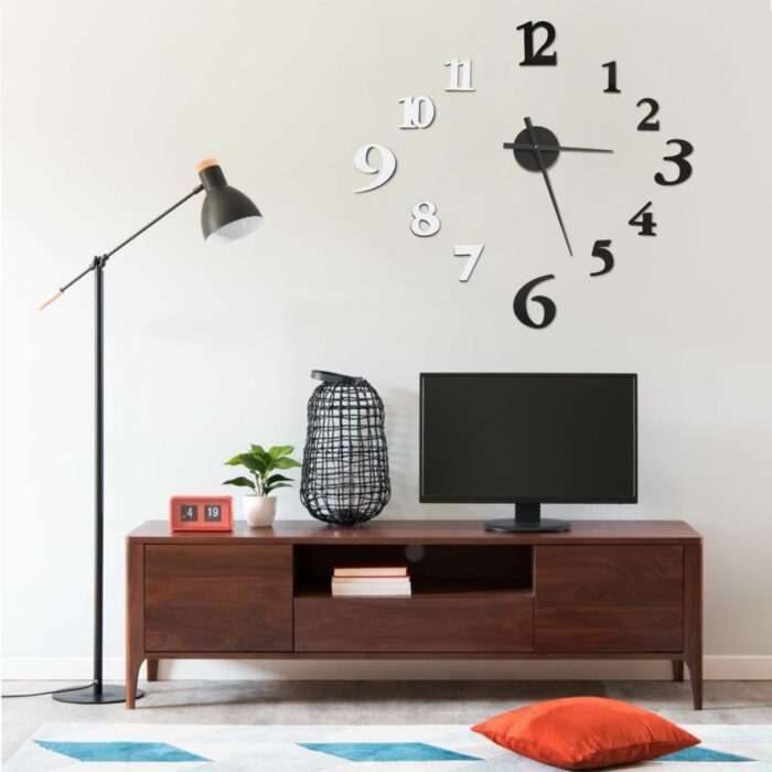 Horloge murale 3D Design moderne Noir et blanc 100 cm XXL – Image 1