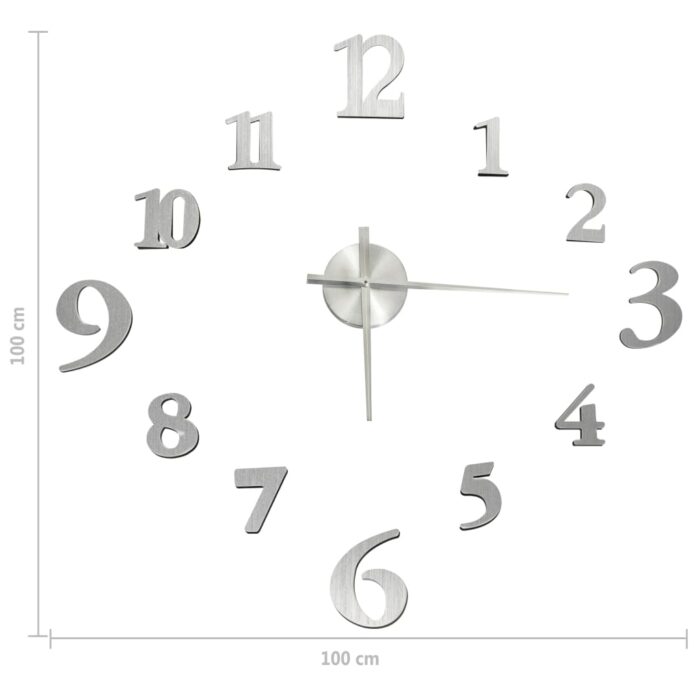 Horloge murale 3D Design moderne Argenté 100 cm XXL – Image 3