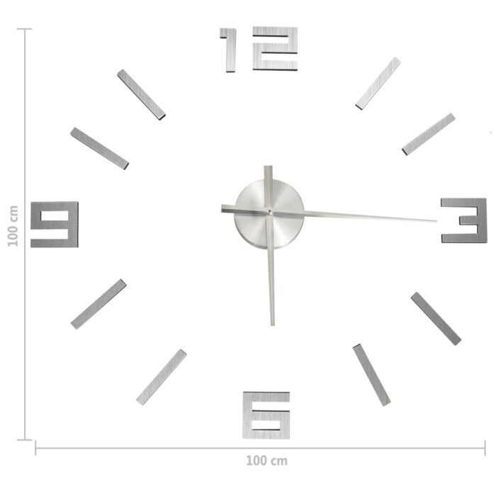 Horloge murale 3D Design moderne Argenté 100 cm XXL – Image 3