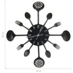 Horloge murale et cuillère avec fourchette Noir 40 cm Aluminium – Image 3