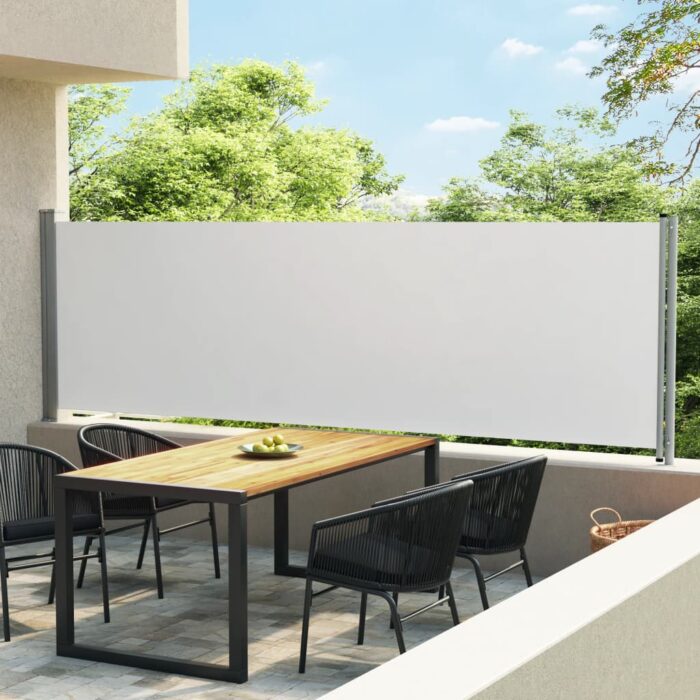 Auvent latéral rétractable de patio 140x600 cm Crème – Image 1