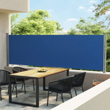 Auvent latéral rétractable de patio 140x600 cm bleu