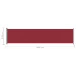 Auvent latéral rétractable de patio 140x600 cm Rouge – Image 6