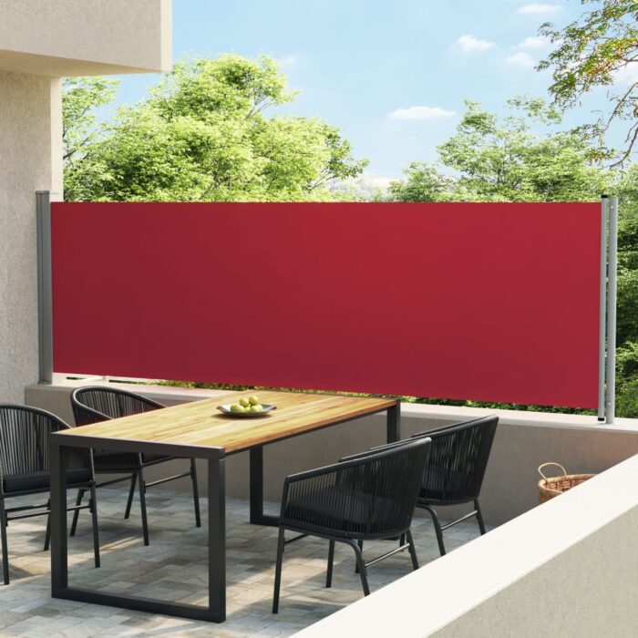 Auvent latéral rétractable de patio 140x600 cm Rouge – Image 1