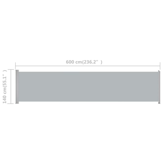 Auvent latéral rétractable de patio 140x600 cm Gris – Image 6