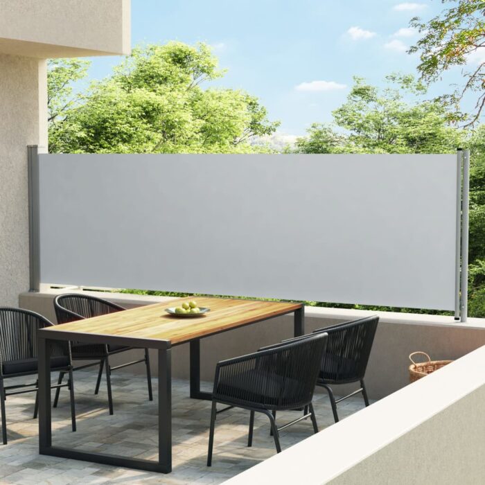 Auvent latéral rétractable de patio 140x600 cm Gris – Image 1