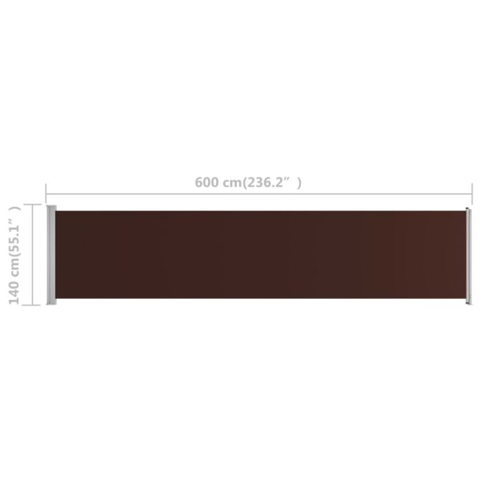 Auvent latéral rétractable de patio 140x600 cm Marron – Image 6