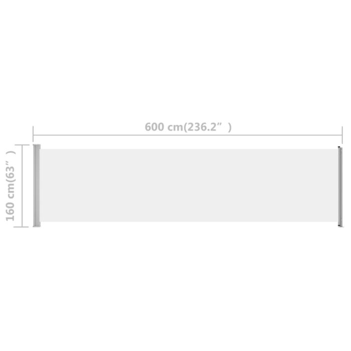 Auvent latéral rétractable de patio 600x160 cm crème – Image 6
