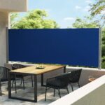 Auvent latéral rétractable de patio 600x160 cm bleu