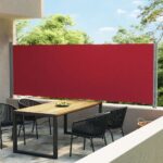 Auvent latéral rétractable de patio 600x160 cm rouge