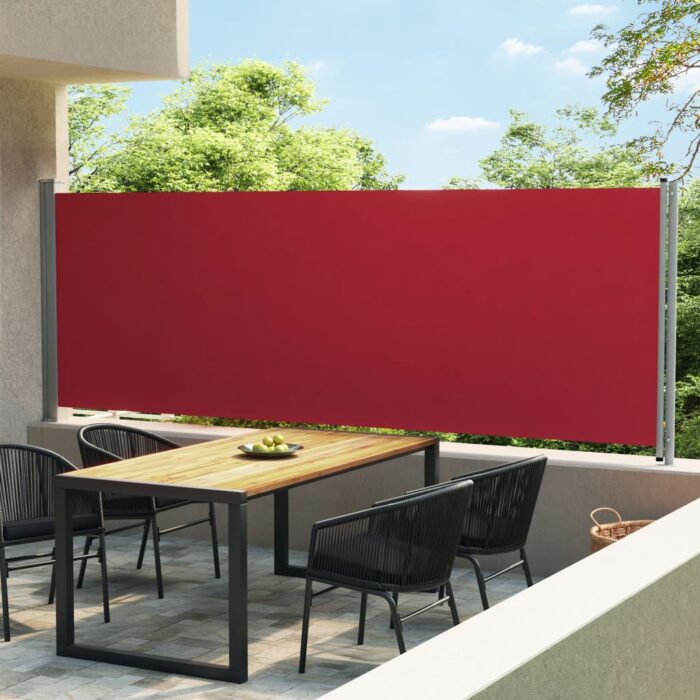 Auvent latéral rétractable de patio 600x160 cm rouge – Image 1