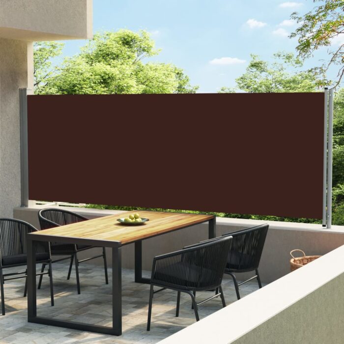 Auvent latéral rétractable de patio 600x160 cm marron – Image 1