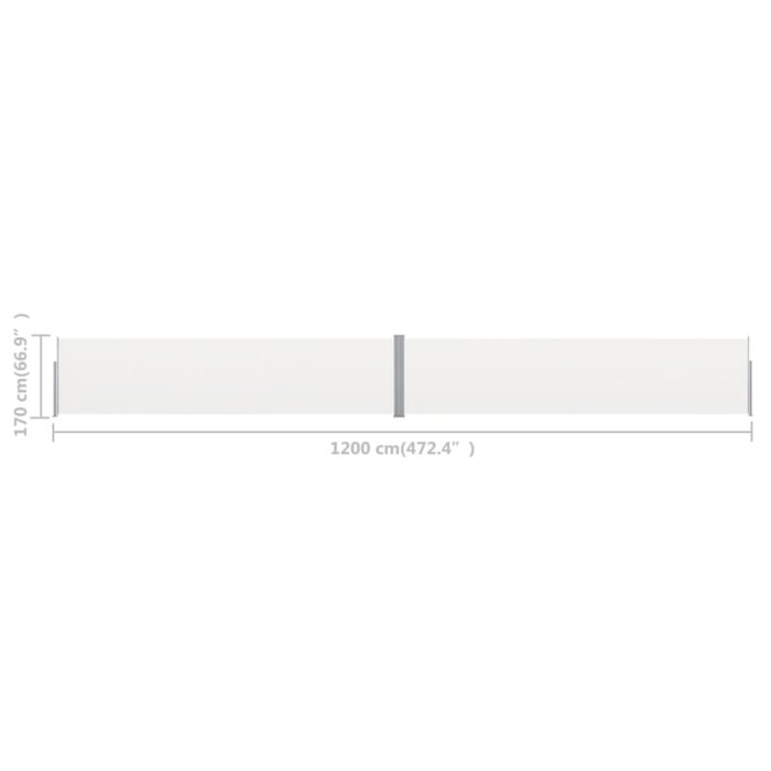 Auvent latéral rétractable de patio 170x1200 cm Crème – Image 9