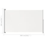 Auvent latéral rétractable de patio 180x300 cm Crème – Image 5