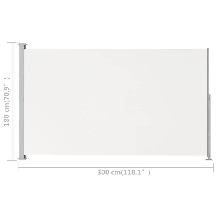Auvent latéral rétractable de patio 180x300 cm Crème – Image 5