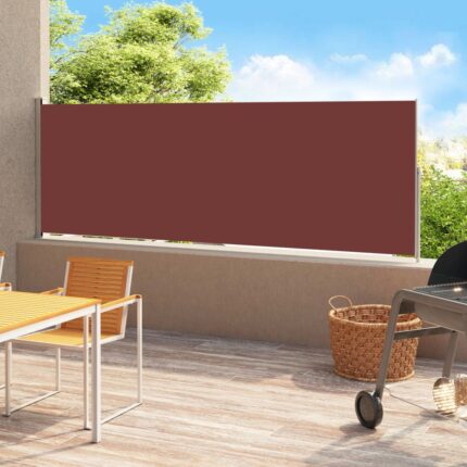 Auvent latéral rétractable de patio 180x500 cm Marron