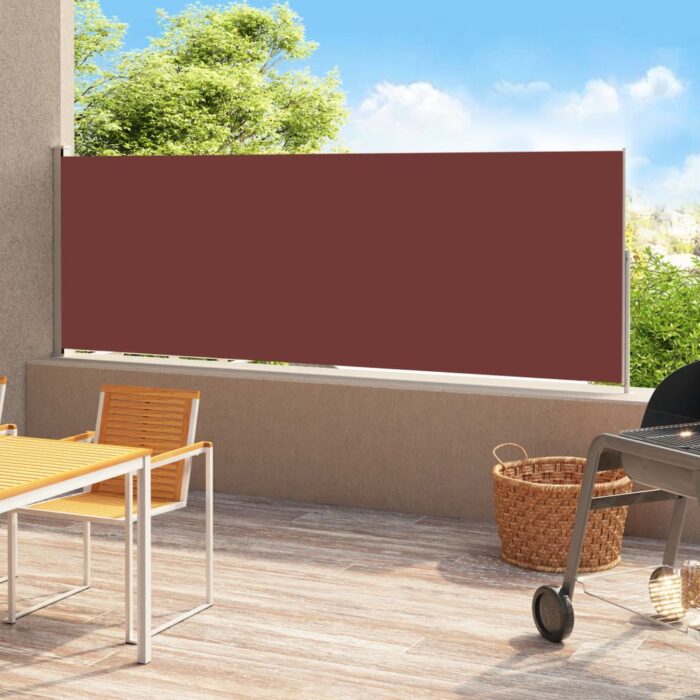 Auvent latéral rétractable de patio 180x500 cm Marron – Image 1
