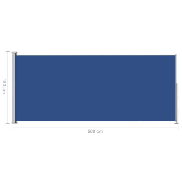 Auvent latéral rétractable de patio 180x500 cm Bleu – Image 5