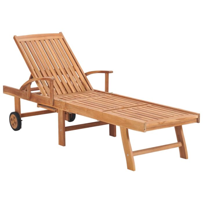 Chaise longue Bois de teck solide – Image 1