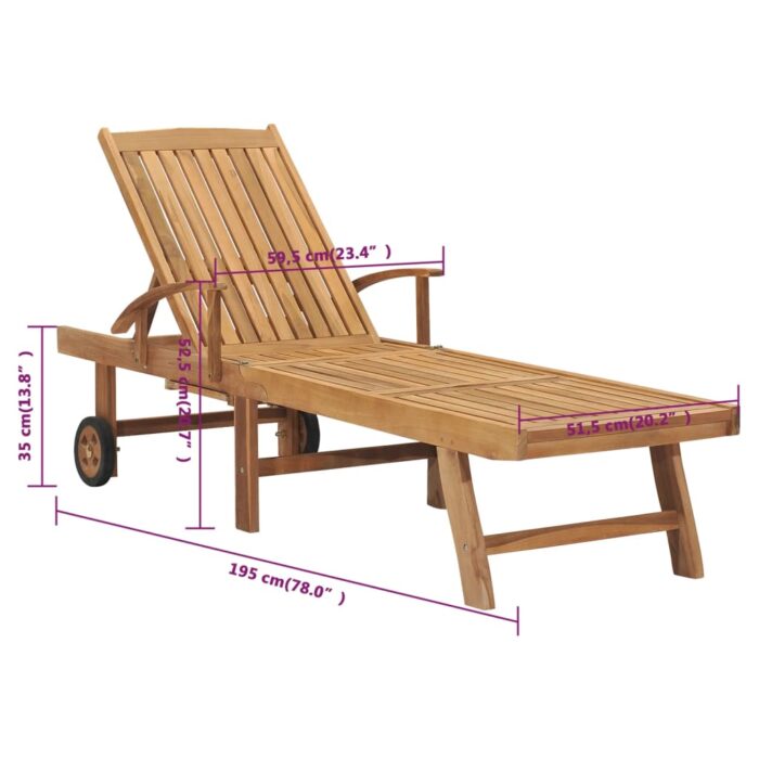 Chaise longue Bois de teck solide – Image 10