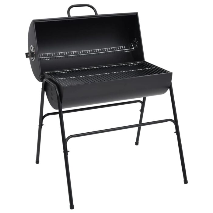 Gril à baril avec 2 grilles de cuisson Noir 80x95x90 cm Acier – Image 1