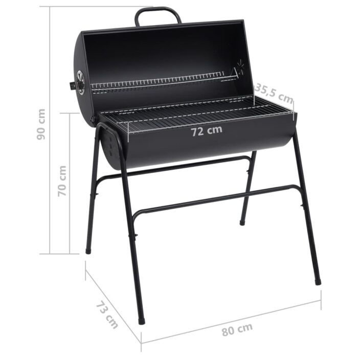 Gril à baril avec 2 grilles de cuisson Noir 80x95x90 cm Acier – Image 7