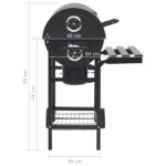 Gril à baril avec roues et étagères Noir Acier 115x85x95 cm – Image 10