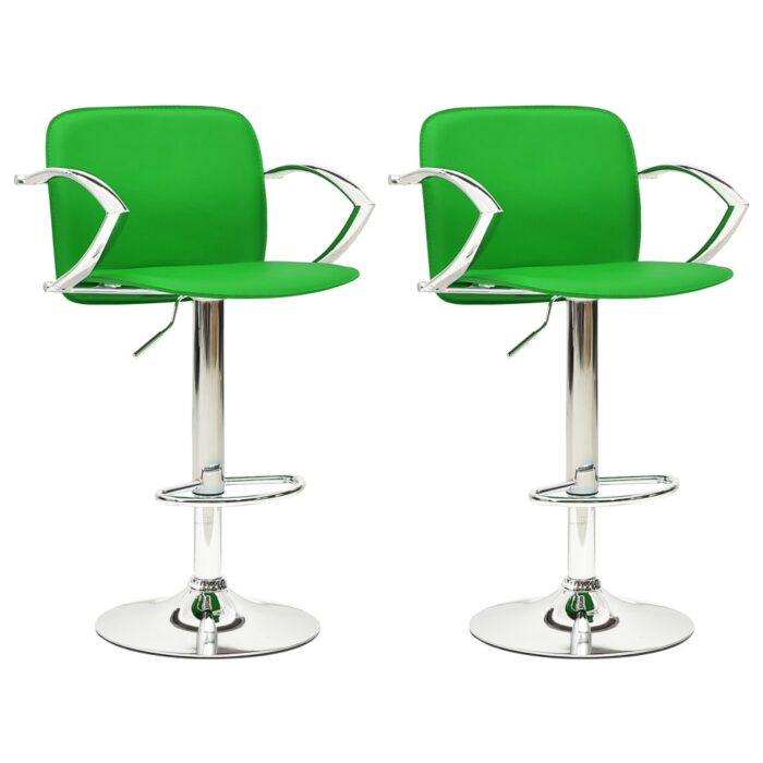 Tabourets de bar lot de 2 vert cuir artificiel – Image 1