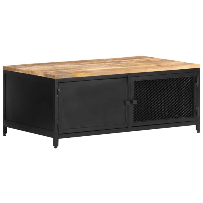 Table basse 90x50x37 cm Bois massif de manguier brut – Image 9