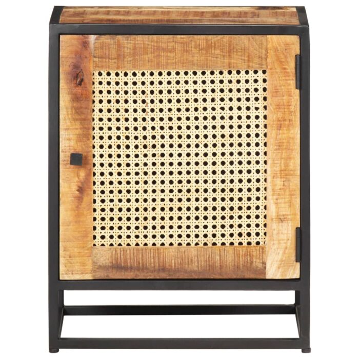 Table de chevet 40x30x50 cm Bois de manguier et canne naturelle – Image 4