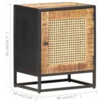 Table de chevet 40x30x50 cm Bois de manguier et canne naturelle – Image 7