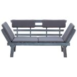 Banc de jardin avec coussins 2-en-1 190 cm Gris Bois d'acacia – Image 2