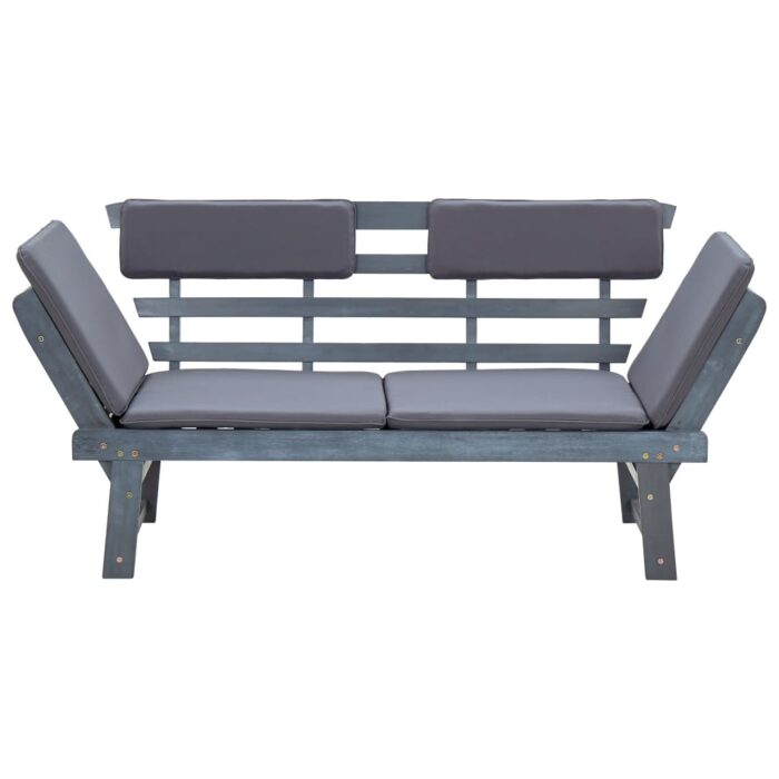 Banc de jardin avec coussins 2-en-1 190 cm Gris Bois d'acacia – Image 2