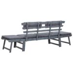 Banc de jardin avec coussins 2-en-1 190 cm Gris Bois d'acacia – Image 3