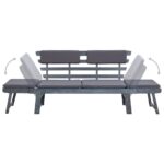 Banc de jardin avec coussins 2-en-1 190 cm Gris Bois d'acacia – Image 4