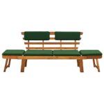Banc de jardin avec coussins 2-en-1 190 cm Bois solide d'acacia – Image 2
