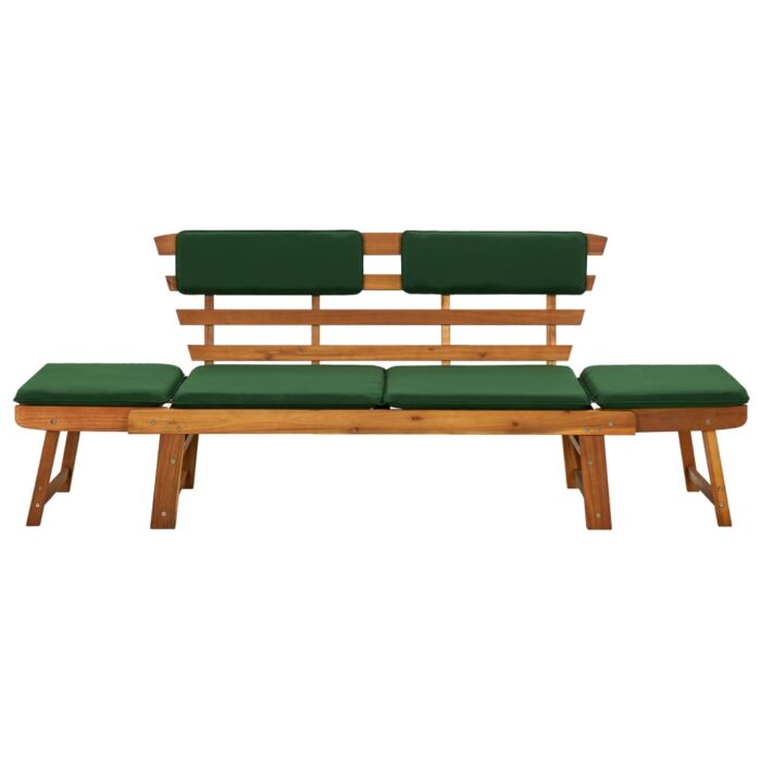 Banc de jardin avec coussins 2-en-1 190 cm Bois solide d'acacia – Image 2