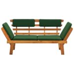 Banc de jardin avec coussins 2-en-1 190 cm Bois solide d'acacia – Image 3