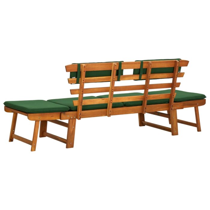 Banc de jardin avec coussins 2-en-1 190 cm Bois solide d'acacia – Image 4
