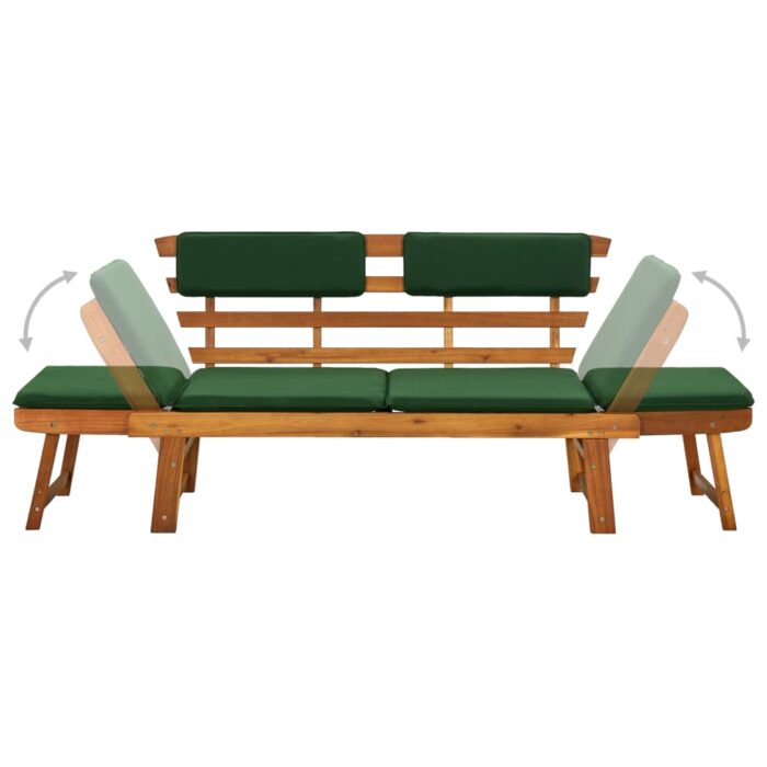 Banc de jardin avec coussins 2-en-1 190 cm Bois solide d'acacia – Image 6