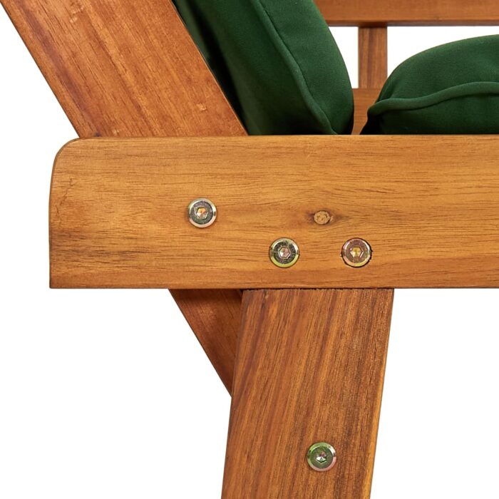 Banc de jardin avec coussins 2-en-1 190 cm Bois solide d'acacia – Image 7