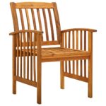 Chaises à manger de jardin lot de 3 et coussins Bois d'acacia – Image 2