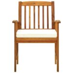 Chaises à manger de jardin lot de 3 et coussins Bois d'acacia – Image 3
