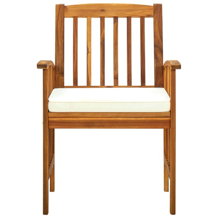 Chaises à manger de jardin lot de 3 et coussins Bois d'acacia – Image 3